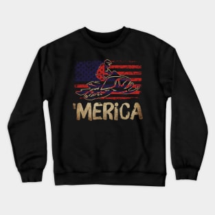 American Flag Snowmobile Winter Snowmobiling Crewneck Sweatshirt